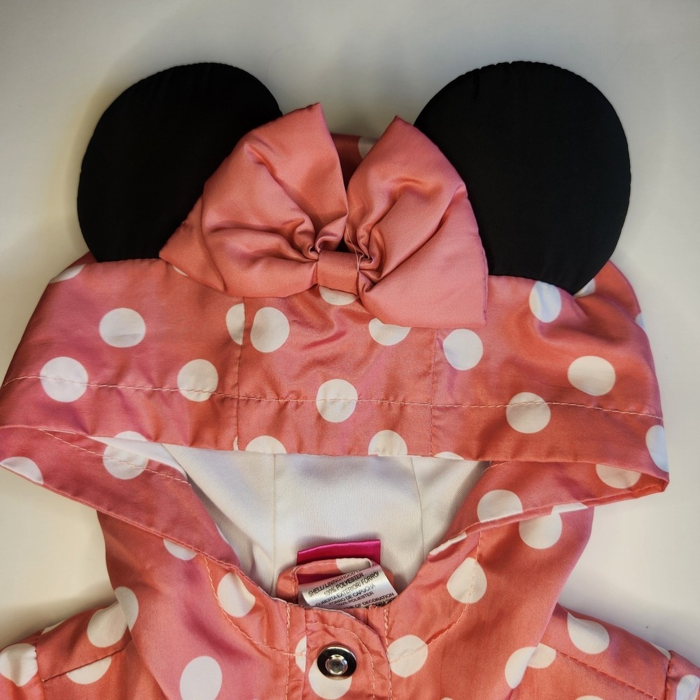DISNEY Jr. Minnie Mouse Raincoat Toddler Girls 2T Pink White‎ Polka Dot EARS - Picture 2 of 10